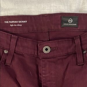 AG Adriano Goldschmied Burgundy High-Rise Jeans